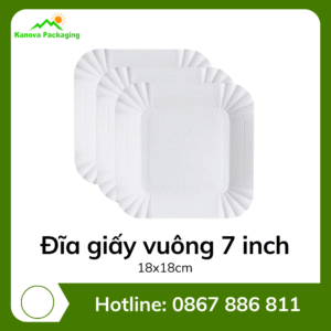 Đĩa giấy vuông 7 inch 18x18cm