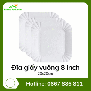 Đĩa giấy vuông 8 inch 20x20cm