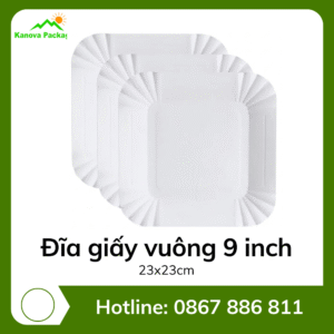 Đĩa giấy vuông 9 inch 23x23cm