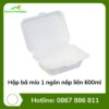 Hộp bã mía 1 ngăn nắp liền 600ml