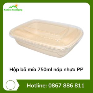 Hộp bã mía 750ml nắp nhựa PP