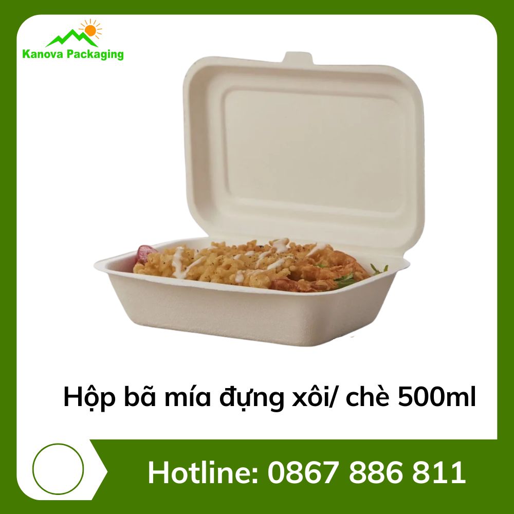 hop-ba-mia-dung-xoi-che-500ml Hộp bã mía đựng xôi/chè 500ml