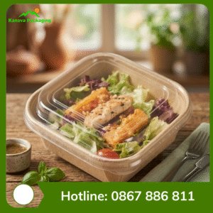 Hộp Bã Mía Vuông Nắp PET