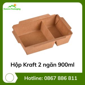 Hộp Kraft 2 ngăn 900ml