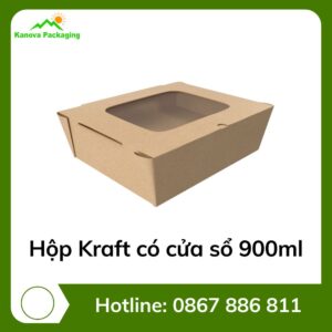 Hộp Kraft có cửa sổ 900ml