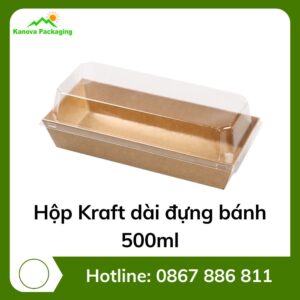 Hộp Kraft dài đựng bánh 500ml