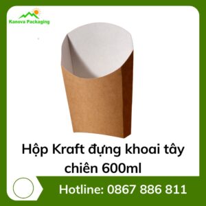 Hộp Kraft đựng khoai tây chiên 600ml