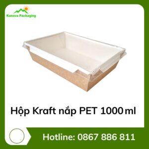 Hộp Kraft nắp PET 1000 ml