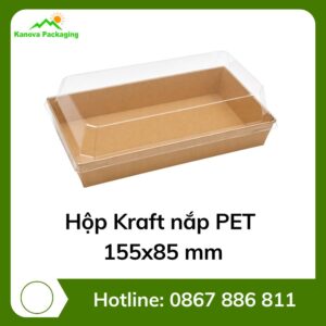 Hộp Kraft nắp PET 155x85 mm