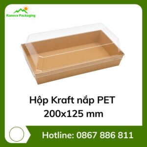Hộp Kraft nắp PET 200x125 mm