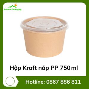 Hộp Kraft nắp PP 750 ml