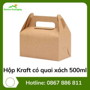Hộp Kraft có quai xách 500ml