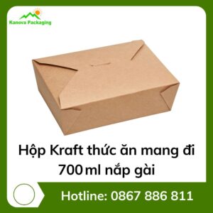 Hộp Kraft thức ăn mang đi 700 ml nắp gài