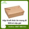 Hộp Kraft thức ăn mang đi 900 ml nắp gài