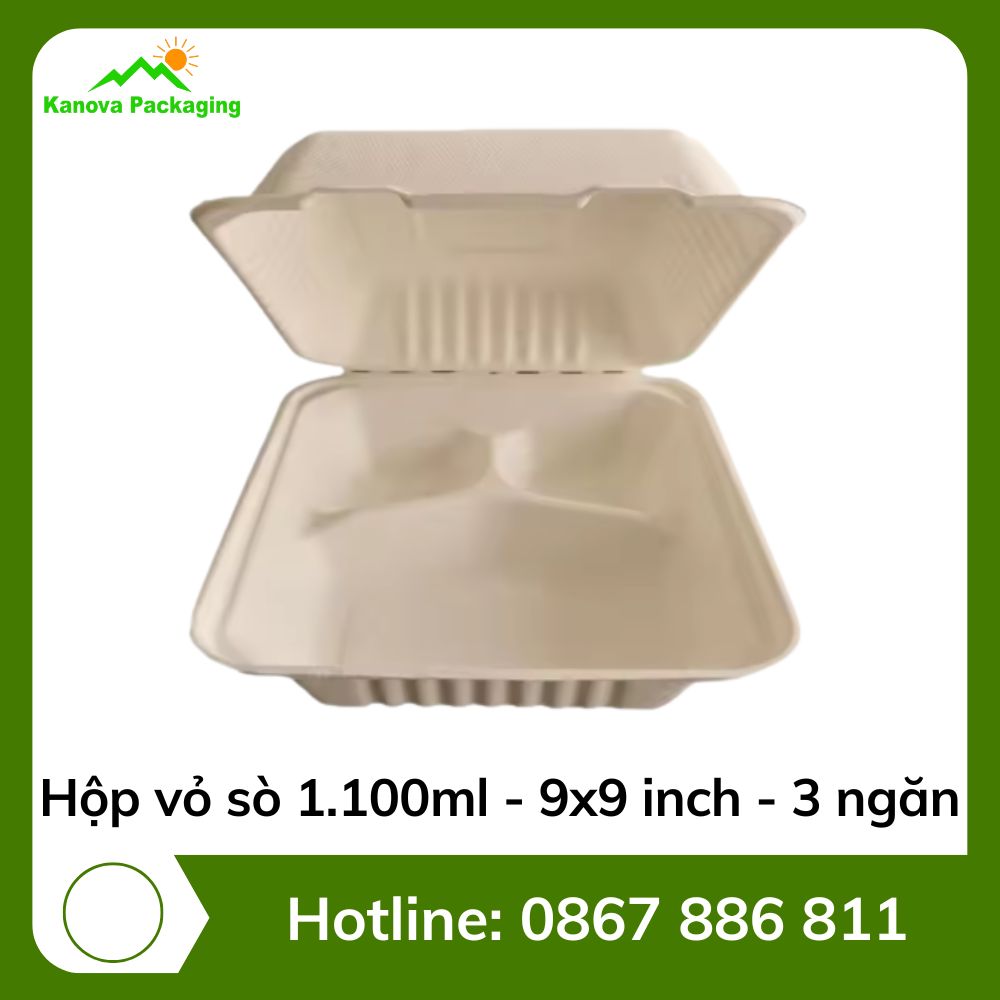 hop-vo-so-1100ml-9x9-inch-3-ngan Hộp vỏ sò 1.100ml - 9x9 inch - 3 ngăn