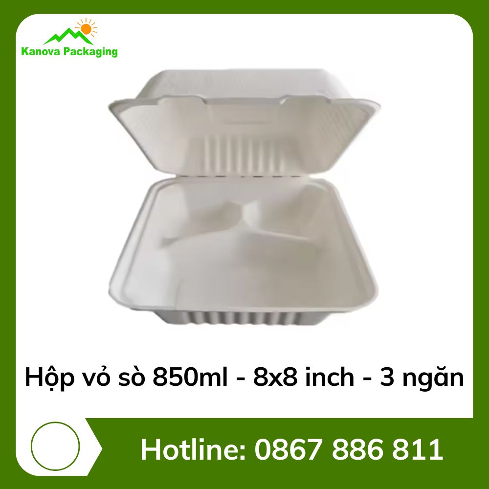 hop-vo-so-850ml-8x8-inch Hộp vỏ sò 850ml - 8x8 inch - 3 ngăn