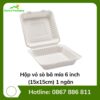Hộp vỏ sò bã mía 6 inch - 15x15cm - 1 ngăn