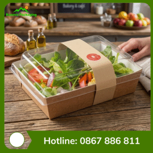 Khay Giấy Salad Nắp Vòm Cao