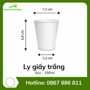 Ly giấy trắng 6oz - 180ml
