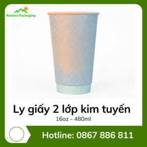 Ly giấy 2 lớp kim tuyến 16oz - 480ml