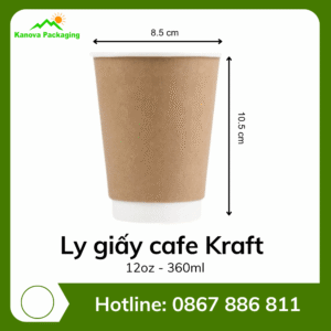 Ly giấy cafe Kraft 12oz - 360ml