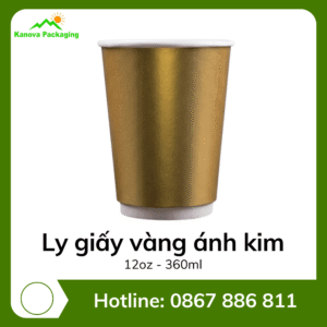 Ly giấy vàng ánh kim 12oz - 360ml
