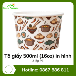 Tô giấy 500ml (16oz) in hình - 2PE