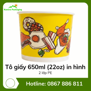 Tô giấy 650ml (22oz) in hình - 2PE