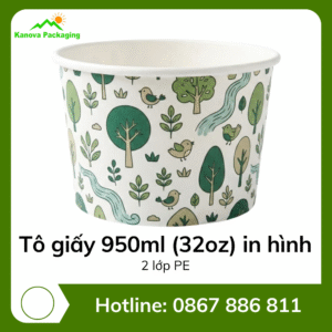 Tô giấy 950ml (32oz) in hình - 2PE
