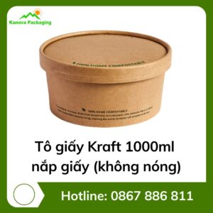 Tô giấy Kraft 1000ml + nắp giấy (không nóng)