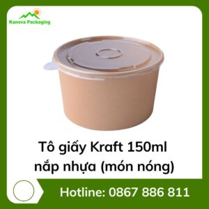 Tô giấy Kraft 150ml + nắp nhựa (món nóng)