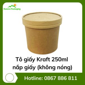 Tô giấy Kraft 250ml + nắp giấy (không nóng)