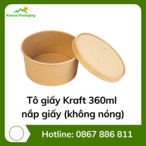 Tô giấy Kraft 360ml + nắp giấy (không nóng)