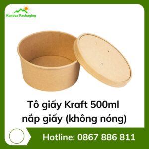 Tô giấy Kraft 500ml + nắp giấy (không nóng)