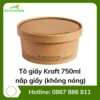 Tô giấy Kraft 750ml + nắp giấy (không nóng)