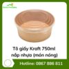 Tô giấy Kraft 750ml + nắp nhựa (món nóng)