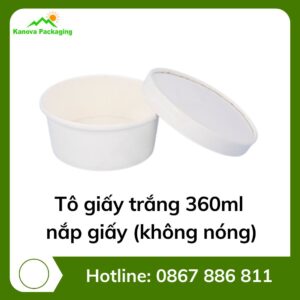 Tô giấy trắng 360ml + nắp giấy (không nóng)