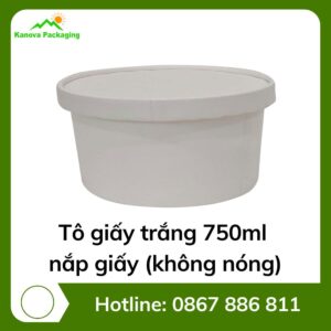 Tô giấy trắng 750ml + nắp giấy (không nóng)