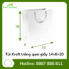 Túi Kraft trắng quai giấy 14×8×20