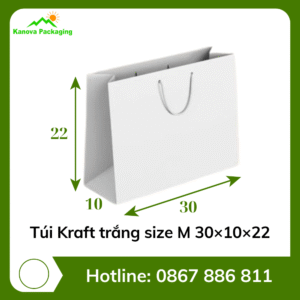Túi Kraft trắng size M 30×10×22
