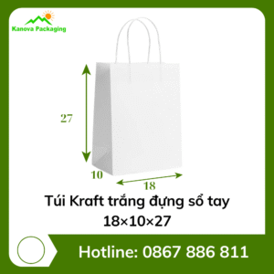 Túi Kraft trắng đựng sổ tay 18×10×27