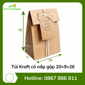 Túi Kraft có nắp gập 20×9×26