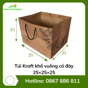 Túi Kraft khổ vuông có đáy 25×25×25