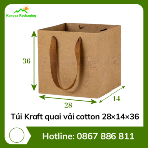 Túi Kraft quai vải cotton 28×14×36