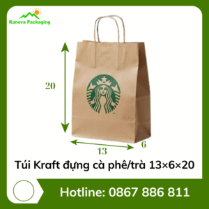 Túi Kraft đựng cà phê/trà 13×6×20