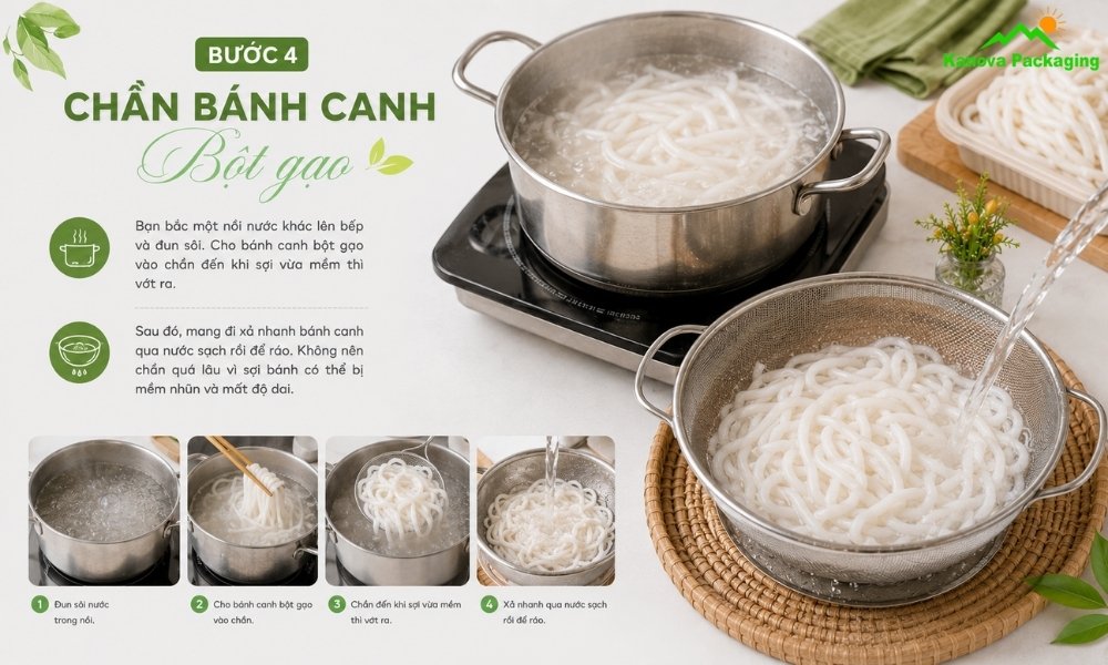 Chần bánh canh bột gạo