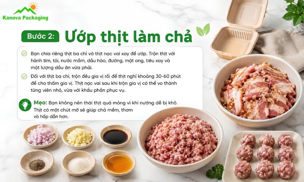 Ướp thịt làm chả