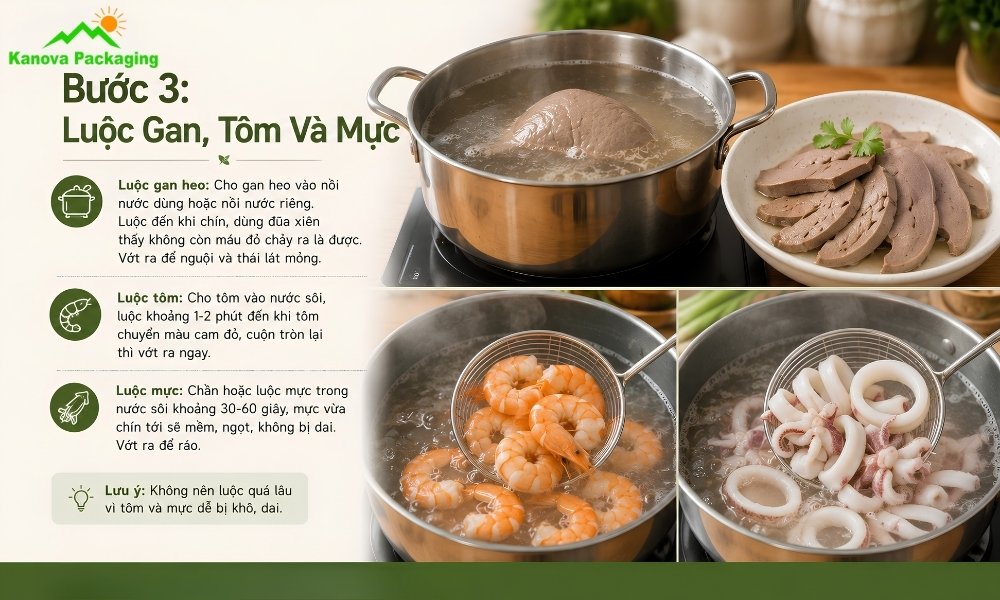 Luộc Gan, Tôm Và Mực