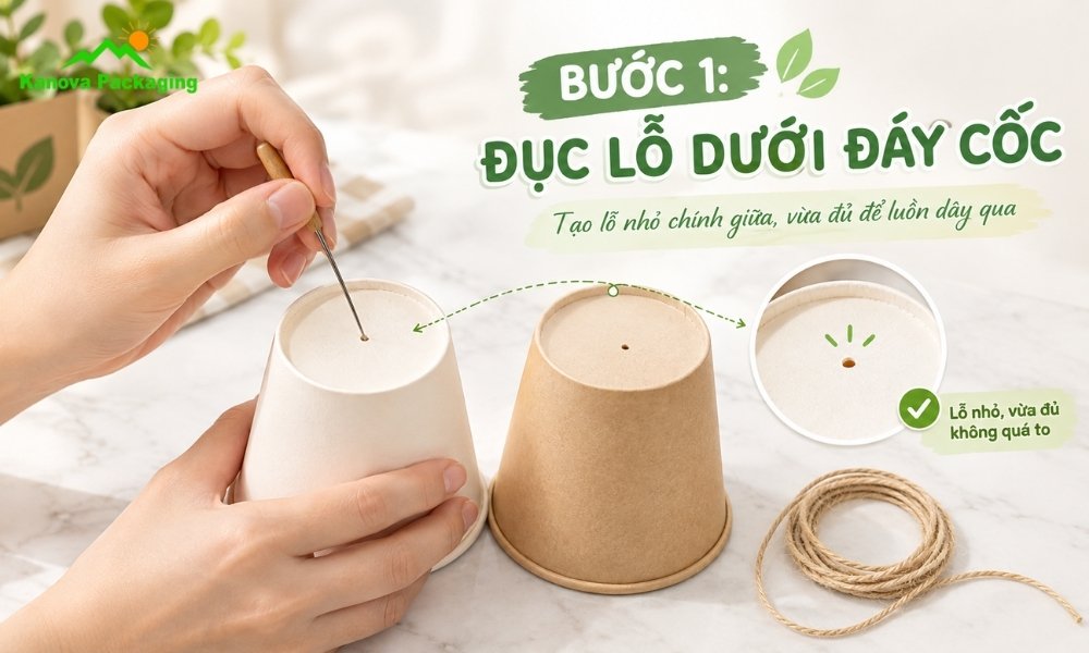 Đục lỗ dưới đáy cốc
