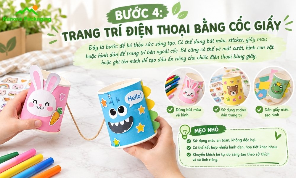 Trang trí điện thoại bằng cốc giấy